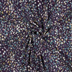 Viskose Popeline STRETCH Tiere  - AUBERGINE