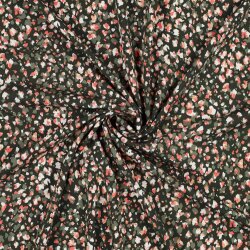 Viskose Popeline STRETCH Tiere  - ARMY GREEN