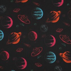 Softshell Digital pinke Planeten - schwarz