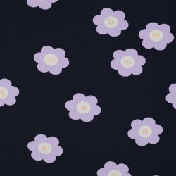 French Terry große Blumen - dunkelblau