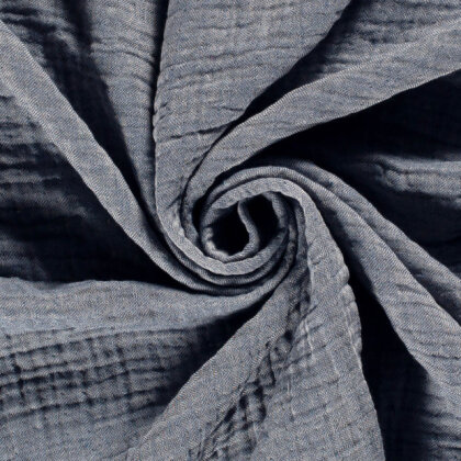 Winter - Vierlagiger Musselin Uni Recycelt - jeansblau