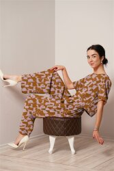 Viskose Popeline eckige Formen - orange