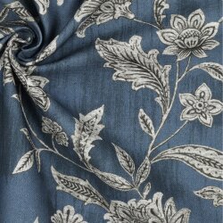 Canvas Digital Blumenornamente - dunkel jeanslau