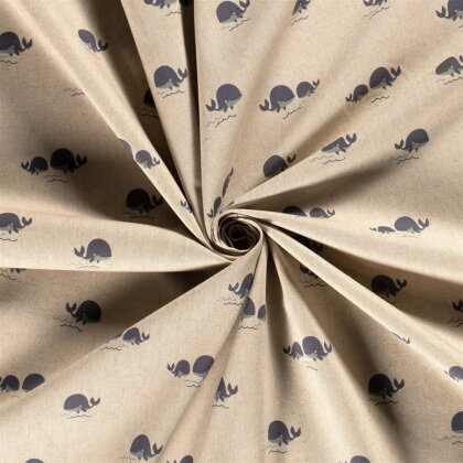 Interieurstoff Panama Blauwal - natur - creme