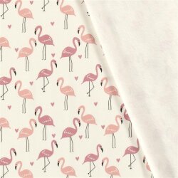 Alpenfleece verliebte Flamingos - wollweiss