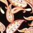 Viscose Satin Paisley Blätter - schwarz