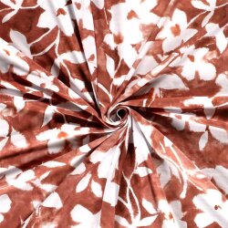 Baumwolljersey Digital Blumen - ziegelrot