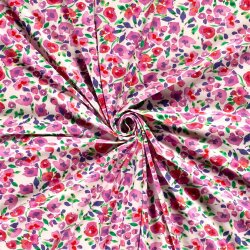 Baumwolljersey Digital bunte Blumen - rosa