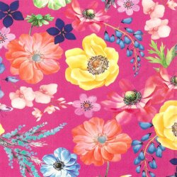 Baumwolljersey Digital buntes Blütenmeer - pink
