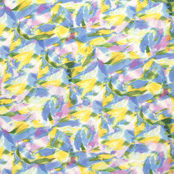 Viskose-Popeline Digital abstrakte Blüte - hellblau/gelb