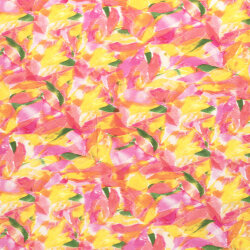 Viskose-Popeline Digital abstrakte Blüte - rosa/gelb