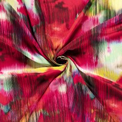 Viskose-Popeline Digital verwischte Blüten - rot