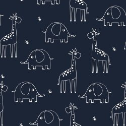 Musselin Giraffe & Elefant - dunkelblau