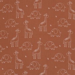 Musselin Giraffe & Elefant - rotbraun