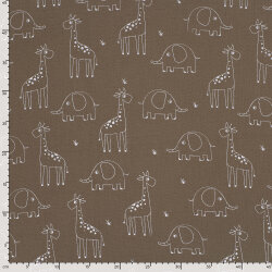 Musselin Giraffe & Elefant - taupebraun