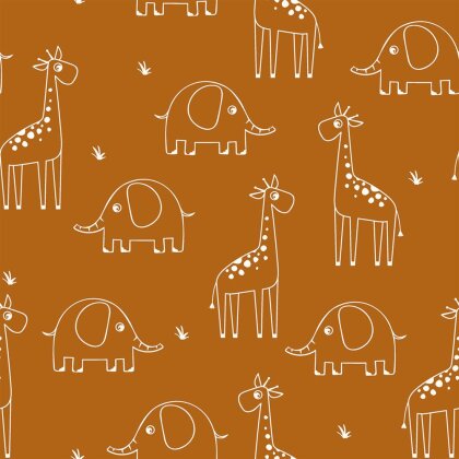 Musselin Giraffe & Elefant - karamell