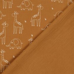 Musselin Giraffe & Elefant - karamell