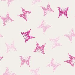 Baumwolljersey pinke Schmetterlinge - creme