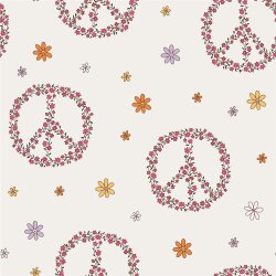 Baumwolljersey Blüten-Peace - creme