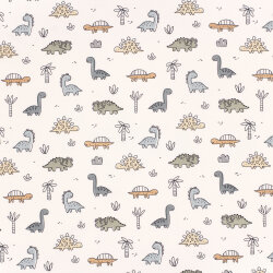 Baumwolljersey lustige Dinos - creme