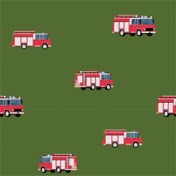 Baumwolljersey Feuerwehrwagen - grasgrün