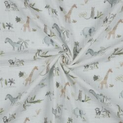 Musselin süsse Tiersafari - weiss