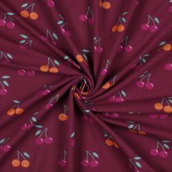 Baumwolljersey Glitzer Kirschen - beere
