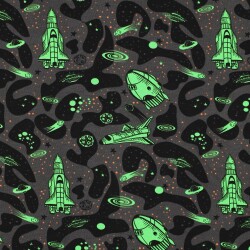 Baumwolljersey Neon Raketen - graphitgrau