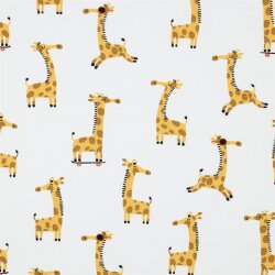 Baumwolljersey fröhliche Giraffen - weiss