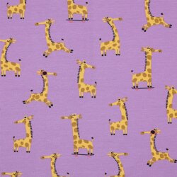 Baumwolljersey fröhliche Giraffen - helletraube