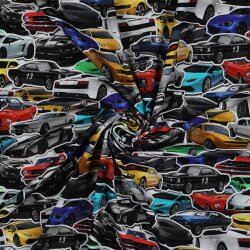Baumwolljersey Digital schnelle Autos - schwarz