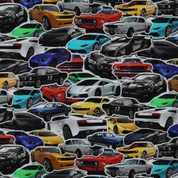 Baumwolljersey Digital schnelle Autos - schwarz