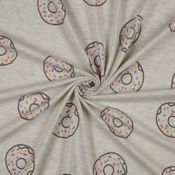 Baumwolljersey Glitzer Donuts - cremegrau meliert