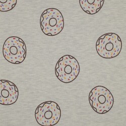 Baumwolljersey Glitzer Donuts - cremegrau meliert