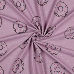 Baumwolljersey Glitzer Donuts - hellflieder meliert