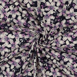 Viskose Jersey Lilien - dunkelblau