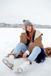 Steppstoff mit FUR - CAPPUCCHINO