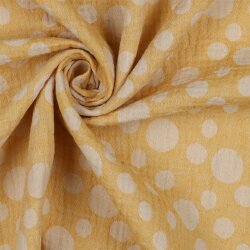 Musselin Jacquard Punkte - dunkelgelb