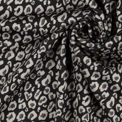 Strickstoff Jacquard Leopard - schwarz