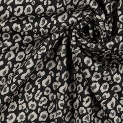 Strickstoff Jacquard Leopard - schwarz