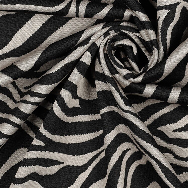 Strickstoff Jacquard Zebra - schwarz