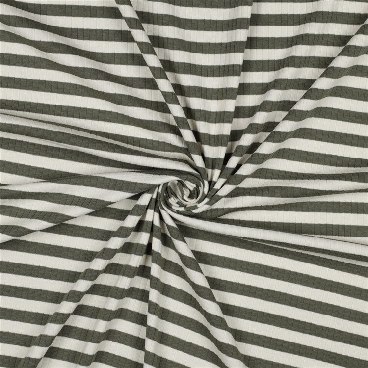 Rippenjersey Gestreift - gurkengrün