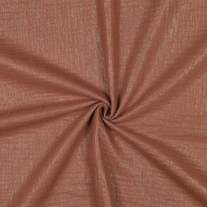 Musselin feine Glitzerpunkte - cognac