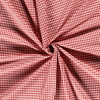 Baumwollpopeline garngefärbt Vichy Karo 5mm - rot