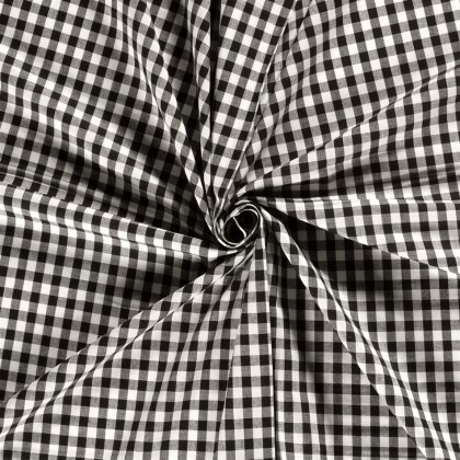 Baumwollpopeline garngefärbt - Vichy Karo 10mm schwarz