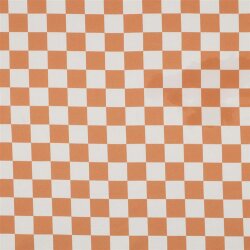 Baumwollpopeline kleines Schachbrettmuster - creme/orange