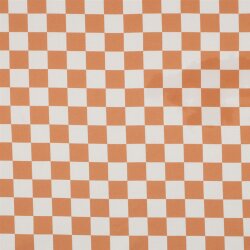 Baumwollpopeline kleines Schachbrettmuster - creme/orange