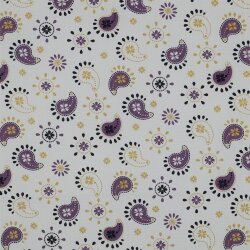 Baumwollpopeline Glitzer Paisley - weiss