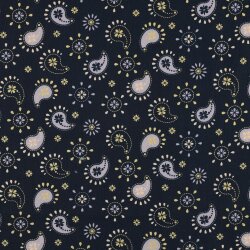 Baumwollpopeline Glitzer Paisley - nachtblau