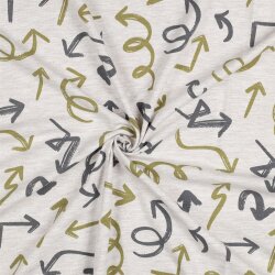 Baumwolljersey  Pfeile - beige meliert